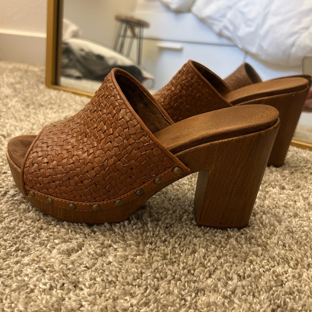 Brown Woven Platform Heels